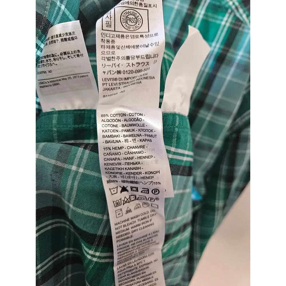 Levi's Long Sleeve Shirts Office Stripes Plaid Button Up Blue Green XXL Bundle